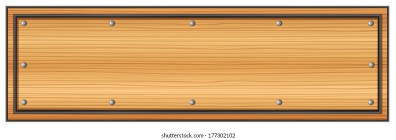 Illustration of an empty wooden signboard on a white background