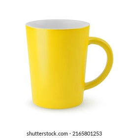 Illustration of Empty Yellow Ceramic Coffee Cup. Isolated Mockup with Shadow Effect, and Copy Space for Your Design