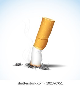 illustration of end of burning cigarette on white background