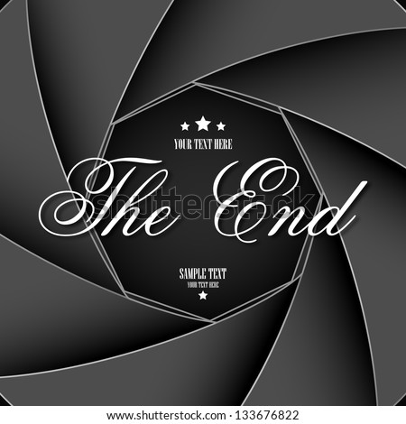illustration of The End screen on aperature shutter backdrop