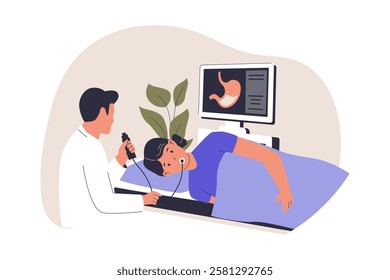 Illustration of endoscopy concept. Illustrations for websites, landing pages, mobile apps, posters and banners. Trendy flat vector illustrations