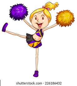 Illustration of an energetic cheerdancer on a white background 