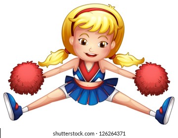 Illustration of an energetic cheerleader on a white background