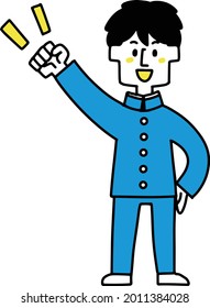 Illustration of an energetic male student (Japanese)