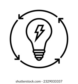illustration of energy efficiency, lightbulb with recycle arrow icon vector