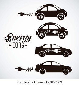 Illustration of energy icons, electricity and electric current, vector illustration