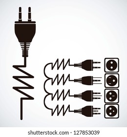 Illustration of energy icons, electricity and electric current, vector illustration