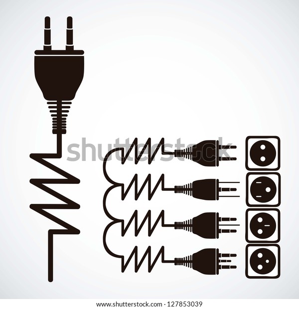 Illustration of energy icons, electricity\
and electric current, vector\
illustration