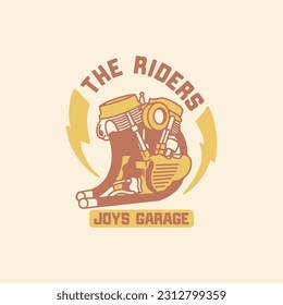 illustration for engine, art engine for tshirt, badge design engine, engine v twin