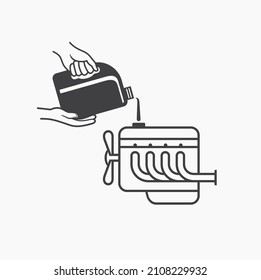 illustration of engine lubricating oil, auto maintenance, vector art.