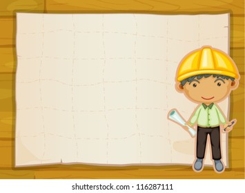 illustration of an engineer boy on a yellow background