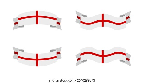 illustration of an england flag with a ribbon style. england flag vector set.
