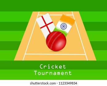 Illustration of England and India country flag participating in Cricket tournament