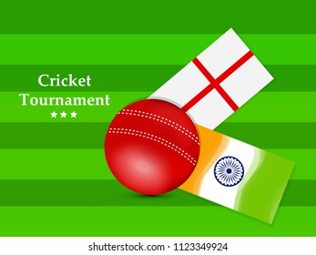 Illustration of England and India country flag participating in Cricket tournament