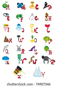 Illustration with the English animated alphabet