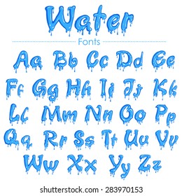 illustration of English font in water texture