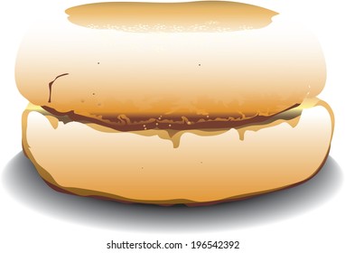 Illustration of an english muffin sandwich.