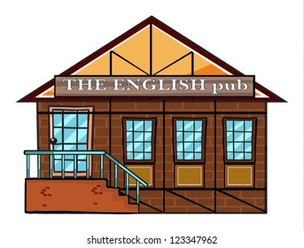 illustration of the english pub on a white  background