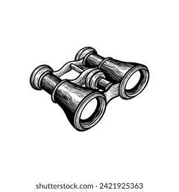 illustration of engraving style binoculars