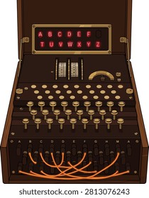 An illustration of an Enigma machine used for cryptography during wartime