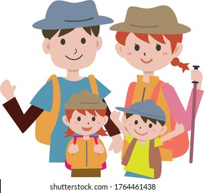 Illustration to enjoy hiking and mountain climbing with family
