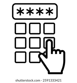 Illustration of entering a PIN, simple vector illustration