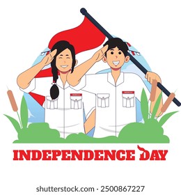 illustration of enthusiasm in celebrating Indonesian independence day