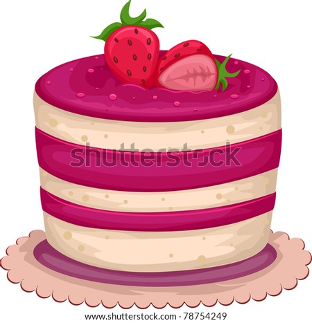 Illustration of an Enticing Strawberry Cake