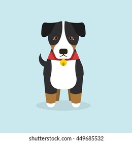 Illustration of Entlebucher Mountain Dog.Vector illustration flat style.