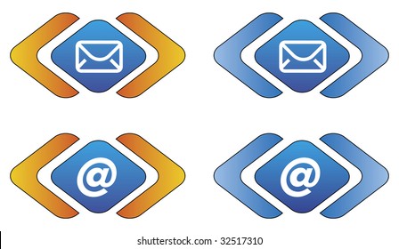 Illustration with envelope and abstract blue and green background