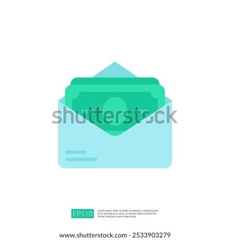An illustration of an envelope containing cash, symbolizing financial transactions or gifts.