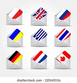 Illustration of envelope with flags