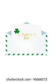 illustration of an envelope with a greeting to Patrick isolated on white background