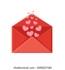 Illustration of an envelope with heart. Love message. Valentine's day love letter for postcard, poster, print, holiday card.