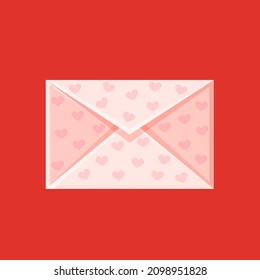 Illustration of an envelope with heart. Love message. Valentine's day love letter for postcard, poster, print, holiday card