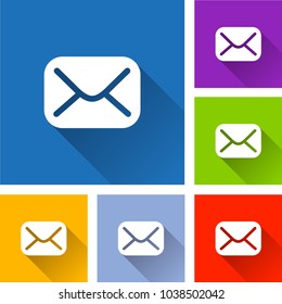Illustration of envelope icons with long shadow