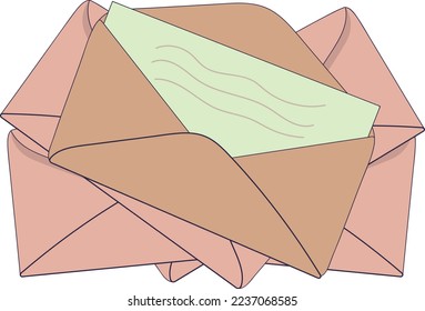 Ilustración del sobre. Letra en vector