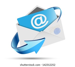 Illustration of an envelope with a message on a white background. Vector.