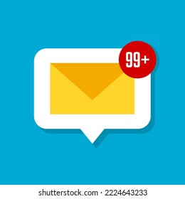illustration of envelope with notification sign. message vector illustration.