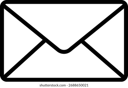 An Illustration of an Envelope for Sending Letters and Message. Simple black and white outline icon of a closed envelope symbolizing communication and correspondence.