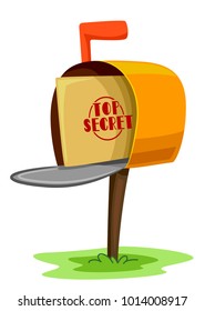 Illustration of an Envelope with Top Secret Label Inside the Mail Box