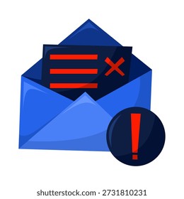illustration of envelope with warning mark, representing spam or suspicious email messages.