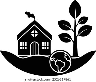 illustration of environment day home icon.