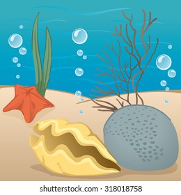 Illustration environmental nature, the seabed environment. Ideal for educational and informational materials