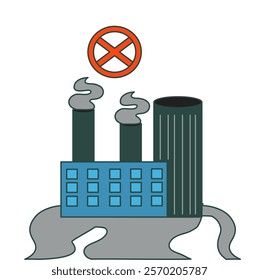 illustration of environmental pollution is a bad thing, factory waste pollutes nature. Global warming, go green concept