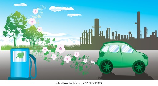 Illustration of environmentally friendly car