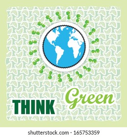 Illustration environmentally friendly the earth on a white background. Think Green. Ecology Concept. Vector