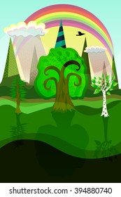 Illustration environmentally friendly nature away from civilization. Vector, eps10.