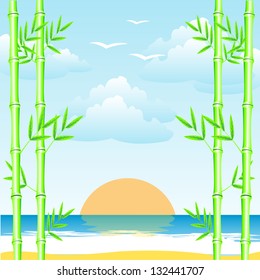 Illustration epidemic deathes and bamboo grove on sunrise