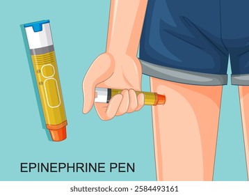 Illustration of an epinephrine pen in hand